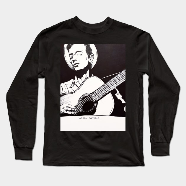 Woody Guthrie Long Sleeve T-Shirt by BottleRocket